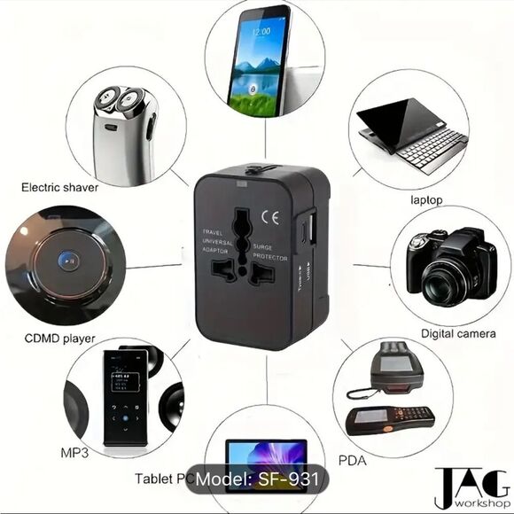 Univeral International Travel Power Adapter Plugs Charger for USA EU UK 110-240V - Picture 3 of 15